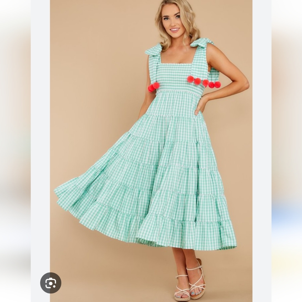 Sundress Mint Green Gingham Skirt